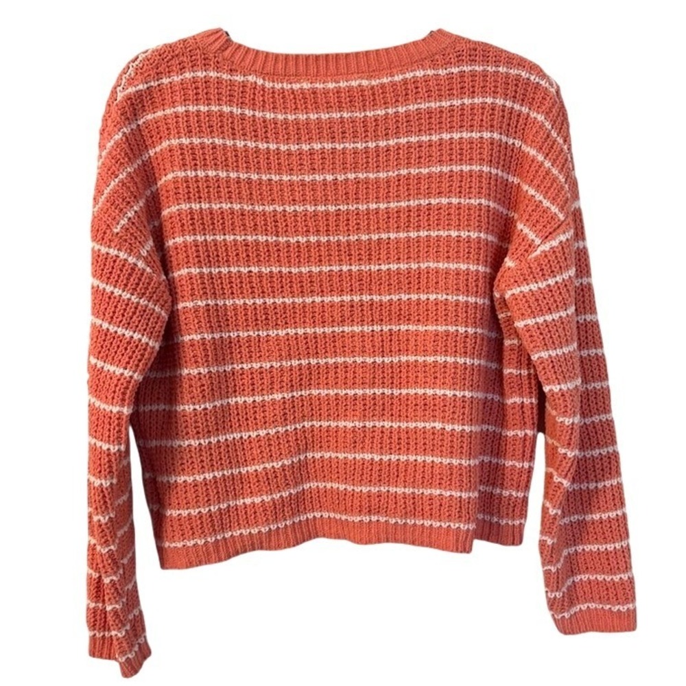 Self Esteem L Chenille Striped Cropped Pullover Sweater Coral White Coastal Chic - Picture 9 of 14